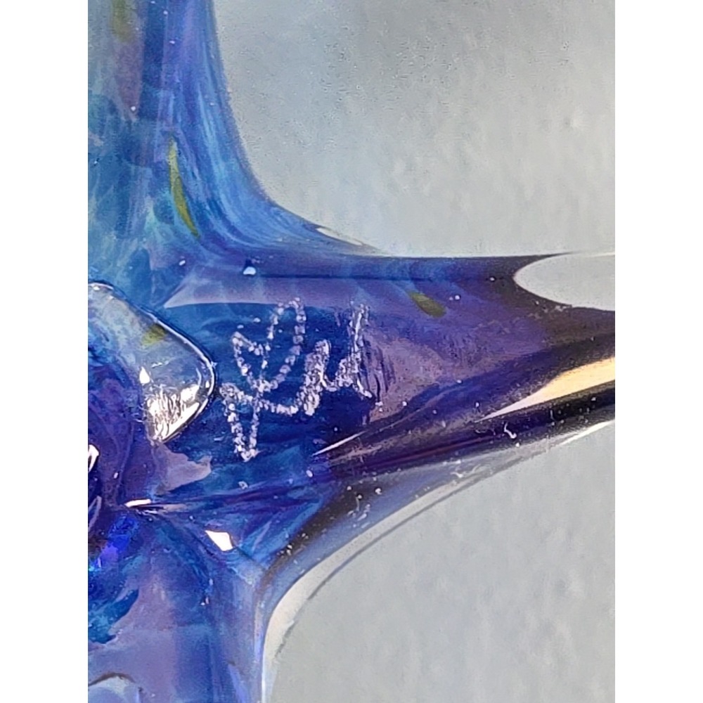 Luke Adams Original Blown Glass Star Fish Ornament Sun Catcher Dichroic Signed - Picture 4 of 8